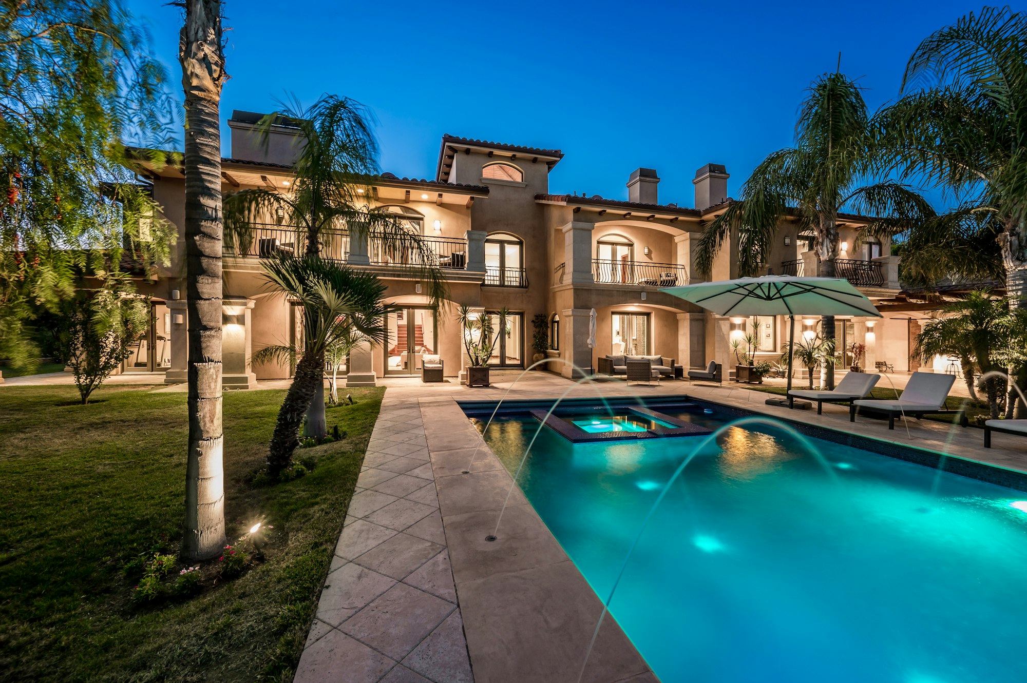 Exterior shot of a luxury home in Hidden Hills, California.